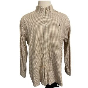 RALPH LAUREN Tan Checked Lightweight Flannel Button Down‎ Classic Fit XL